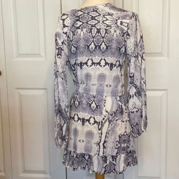 Blue Island Snakeskin V Neck Wrap Dress XS - Picture 5 of 5